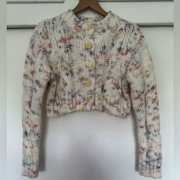 Urban Outfitters Cream Chunky Knit Cardigan Sweater Small - Picture 3 of 9